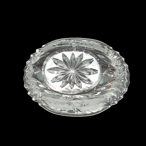 Vtg Floral Etched Crystal Open Candy Dish Bowl 3.5 in - Picture 9 of 16
